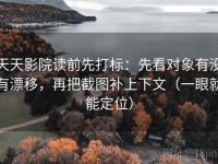天天影院读前先打标：先看对象有没有漂移，再把截图补上下文（一眼就能定位）
