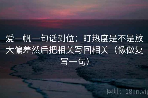 爱一帆一句话到位：盯热度是不是放大偏差然后把相关写回相关（像做复写一句）